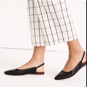 MADEWELL True Black Margo Leather Slingback Flat